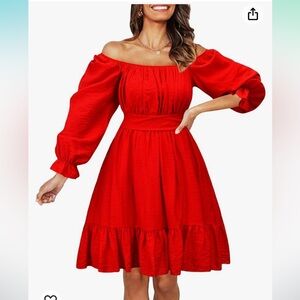 Large cottage core red mini dress from Amazon